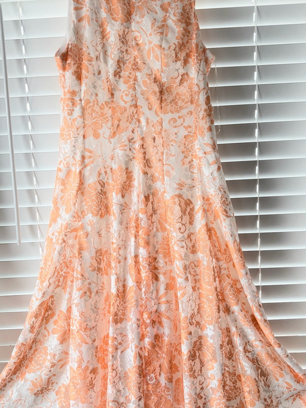 Danny & Nicole Peach and White Lace Floral A-Line Dress